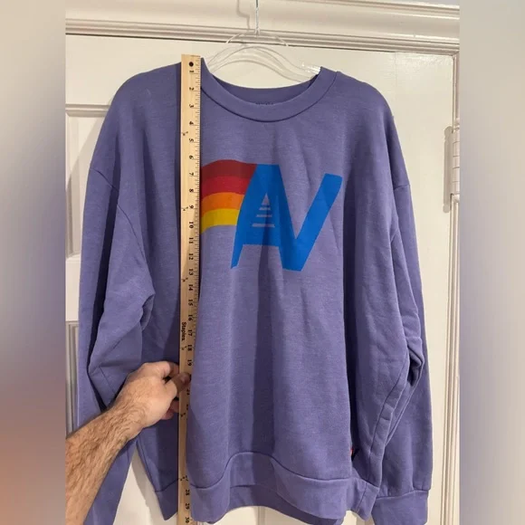 Aviator Nation Purple Crewneck Sweater with Graphic - Picture 2 of 5